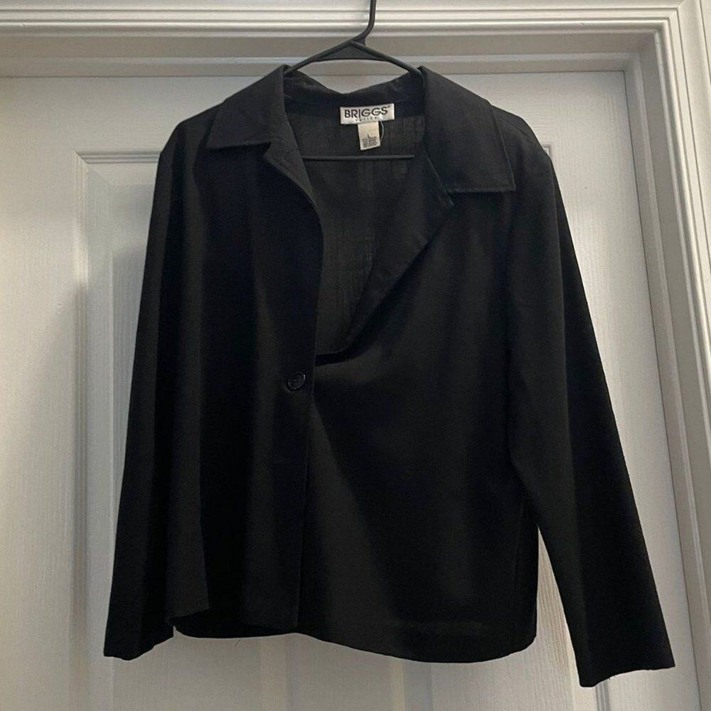 Briggs Womens Long Sleeve V-Neck Tunic Blouse Size L Petite Black @@@